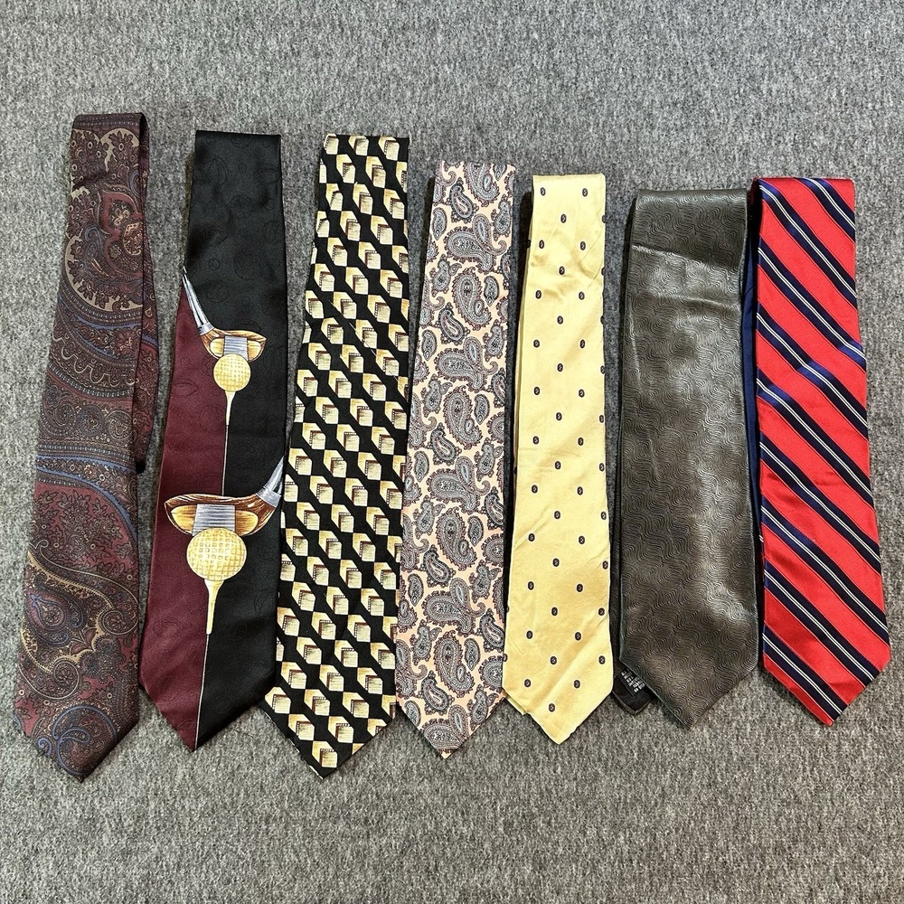 Neck Tie Bundle  Of  7 Quality Some Designer Brands Men's 100% Silk